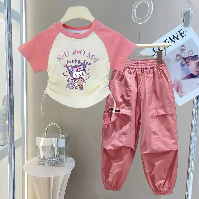 

Sanrio 2Pcs Kuromi Girls Ragshou T Shirt Set My Melody Girls Short Sleeve T Shirt New Style Fashion Children's T Shirts T-Shirts