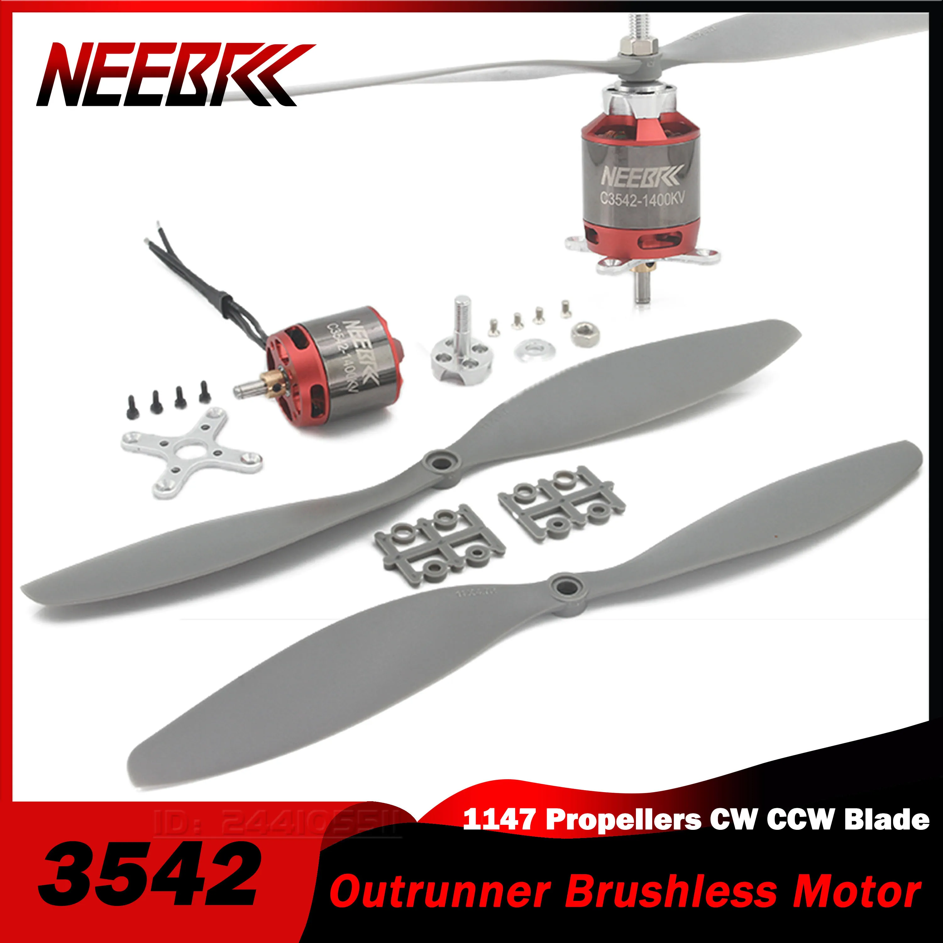 NEEBRC 3542 Outrunner Brushless Motor 920KV 1400KV 1147 Propellers CW CCW Blade for RC FPV Racing Glide Drone Aircraft Warbird