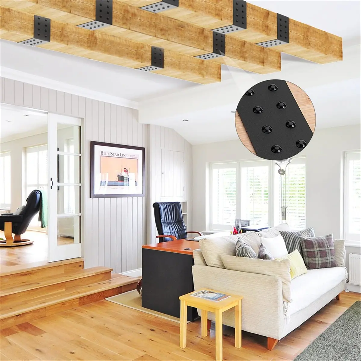ABNH 5ft Faux Wood Beam Strap,Flexible BeamsGap HidingStrap, Wood Beam Metal Look Strap,Architectural Products for Beam