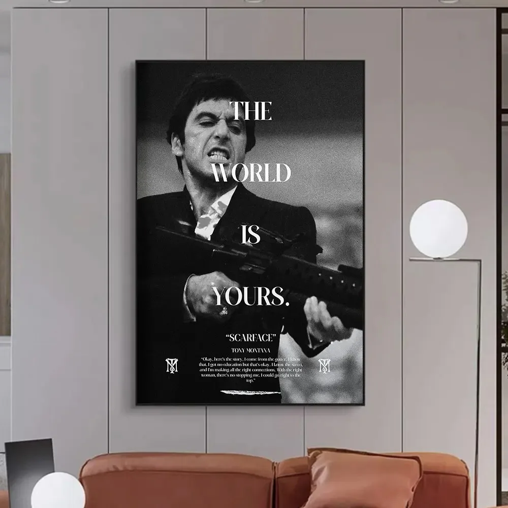 Scarface The World is Yours Classic Movie Posters and Prints  Tony Canvas Painting Wall Art for Living Room Home Decor
