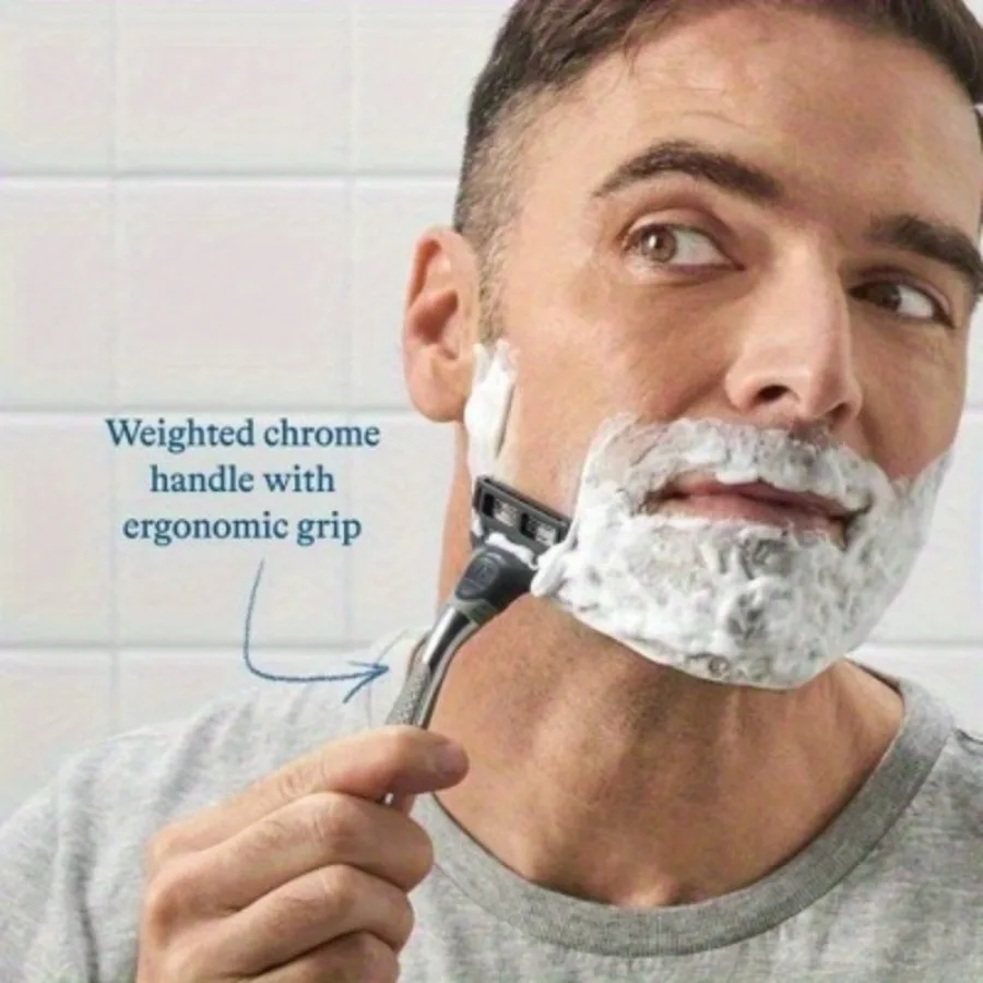 5 枚刃メンズカミソリ - カミソリハンドル 1 個 + カミソリ交換刃 2 個 - クロムメッキハンドル