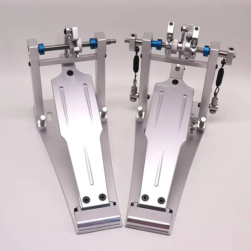 Silver Drum Rack with Double Pedals for Playing Jazz Style Double Pedal Bass Drum for Practice Foot Pedal for Bass Drum