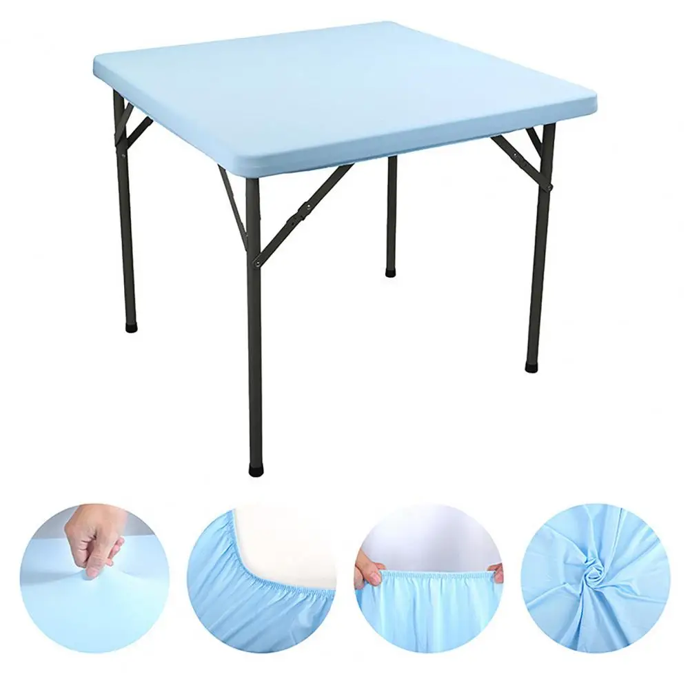 Square Fitted Table Cover 33.8 x 33.8 Inch Stretchable Tablecloth Elastic Cocktail Topper Tablecloth Крышка стола
