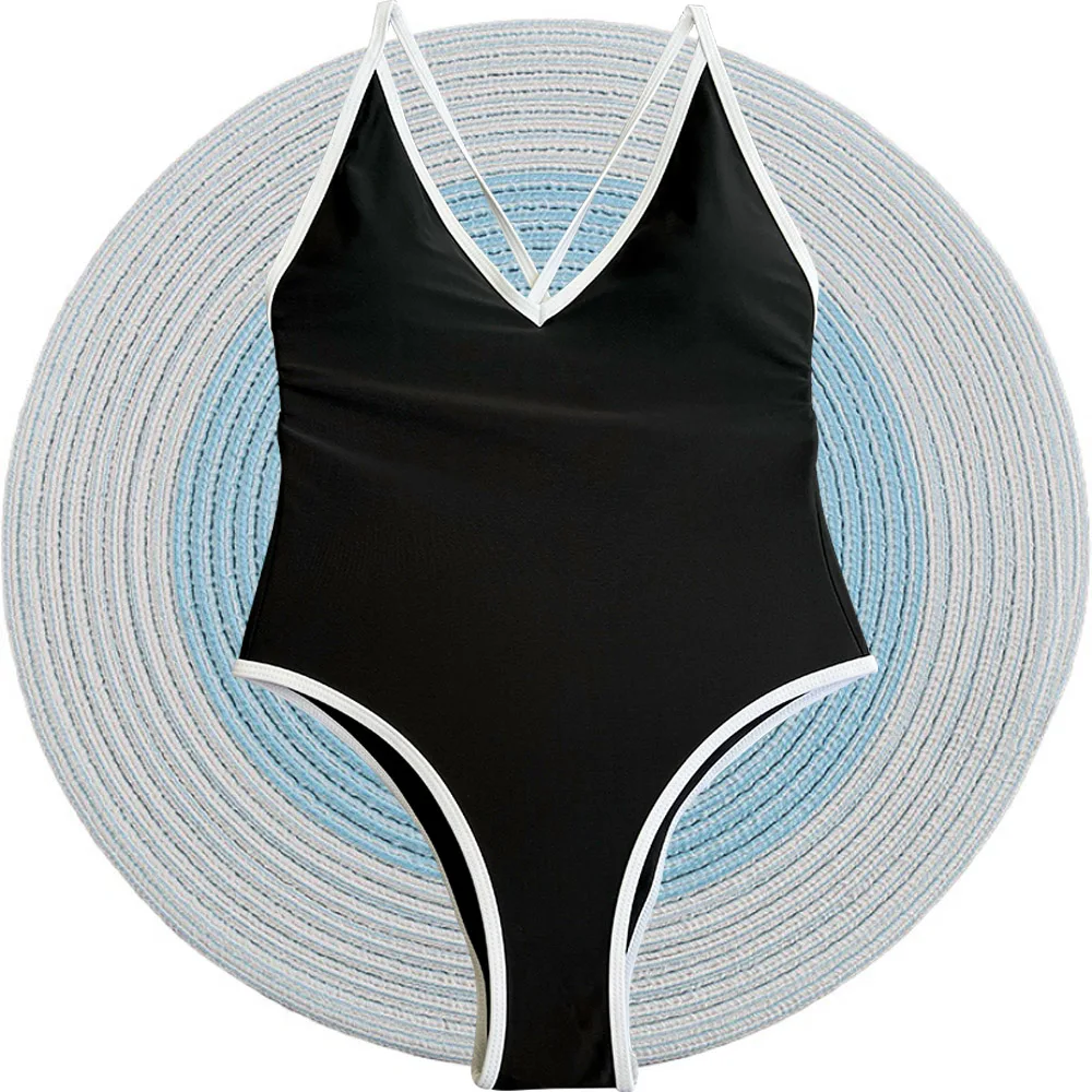 

One Piece Swimsuit 2025 Halter Bandage Swimwear Women Padded Swimsuit Bride Bathing Suit Beachwear Monokini Female Swimming Suit