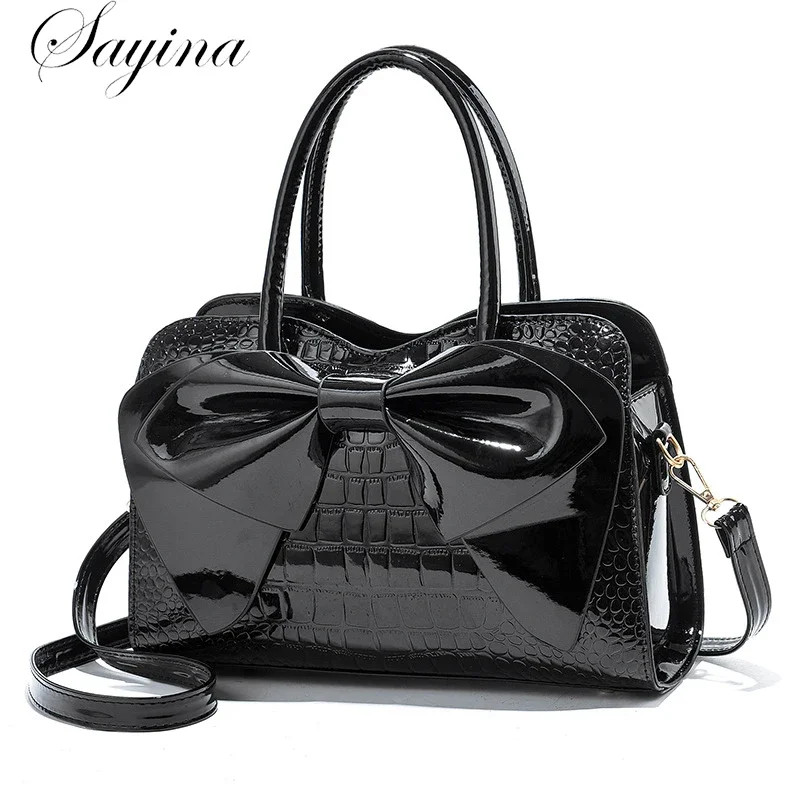 

Fashion Women Handbags Tassel PU Leather Totes Bag Top-handle Embroidery Bag Shoulder Bag Lady Simple Style Crocodile Pattern