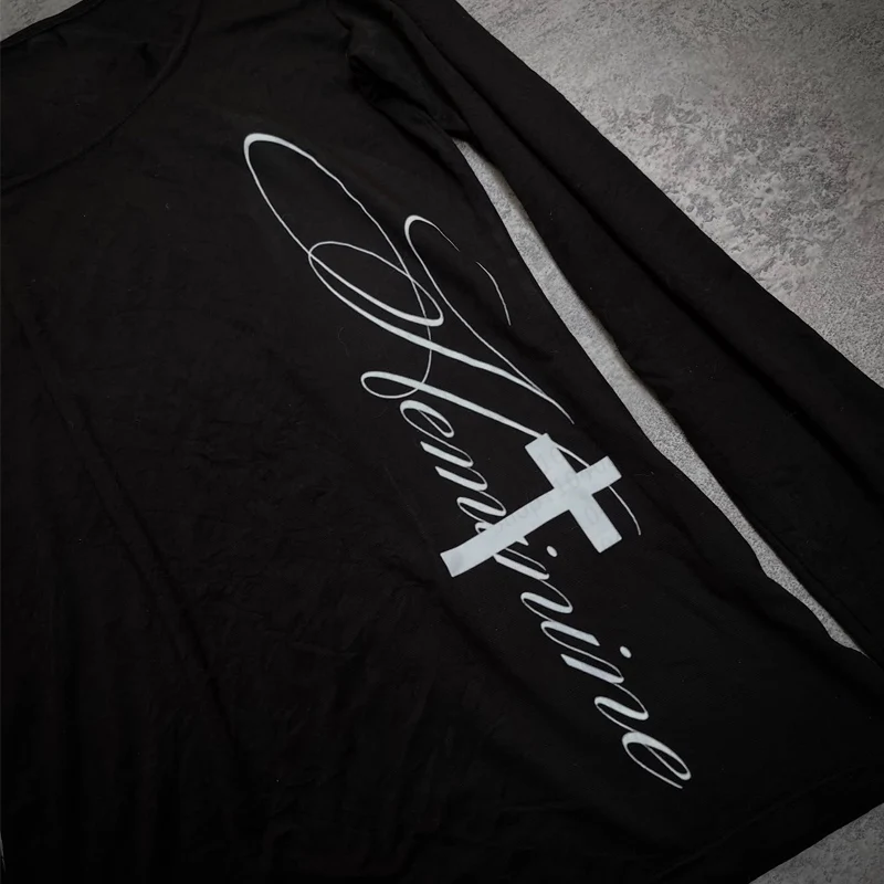 المرأة ريترو لطيف Harajuku Emo الحلو والتوابل سليم صالح المرأة الأبيض تي شيرت غير رسمي الفتيات رسالة مطبوعة كم طويل #3