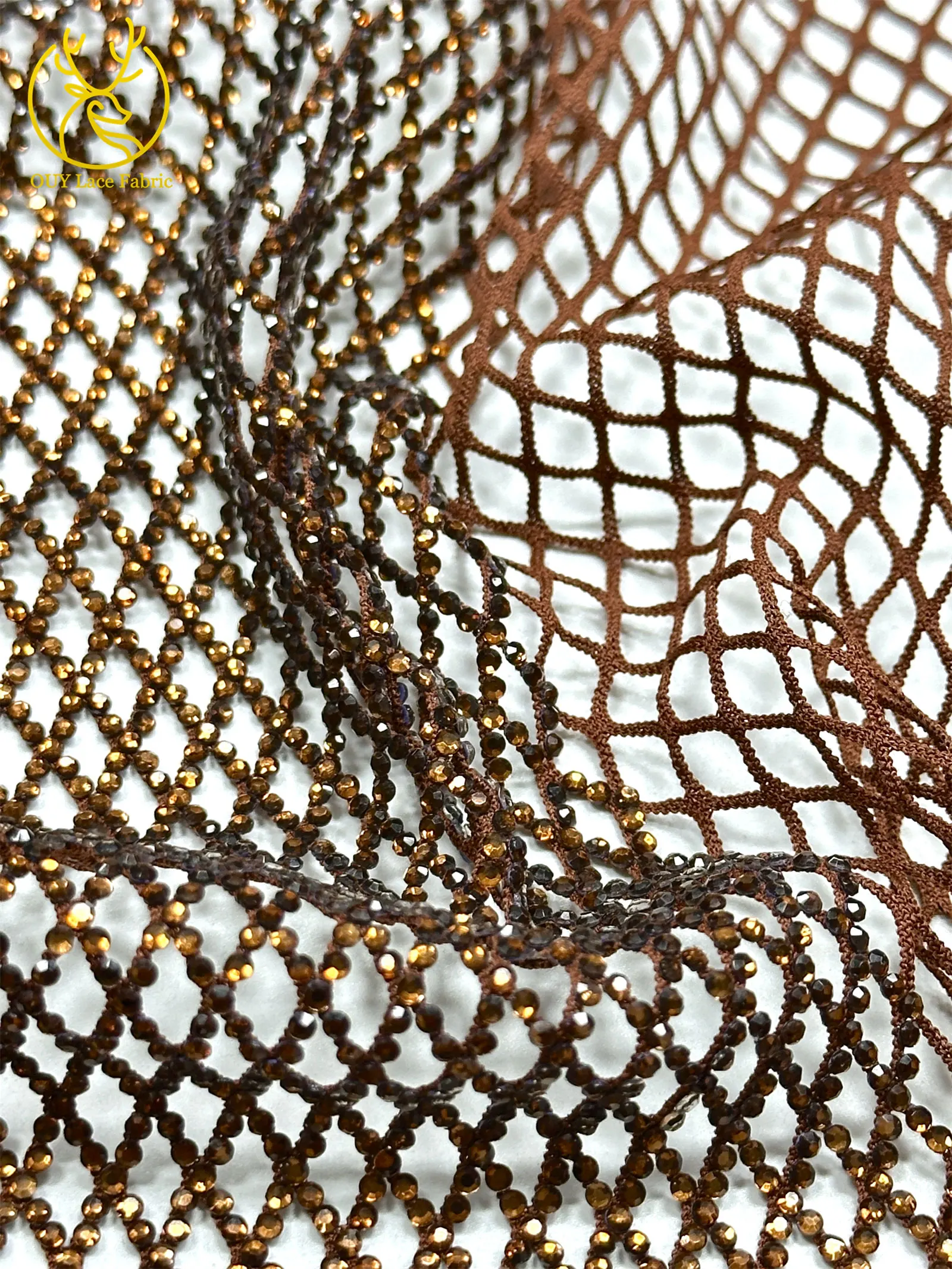 Eisblauer Nigerianischer Glasdiamant-Netzstoff 2026 Hochwertiger Afrikanischer Spitzenstoff Hochglänzender Hochzeits- und Partykleid-Stoff zum Nähen – Detail 13