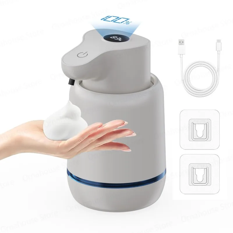 Touchless Automatic Foam Soap Dispenser USB Rechargeable Electric 4 Level Adjustable Wall Mounted for Kitchen Bathroom