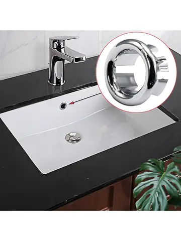 4Pcs Plastic Sink Hole Overflow Cover for Kitchen Bathroom Basin Trim Bath Drain Cap Sink Wash Basin Round Overflow Ring Plug