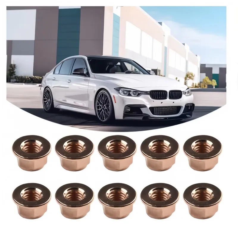 

8 шт. M8 медные шестигранные фланцевые выхлопные гайки, устойчивые к ржавчине для автоматических сверхмощных выхлопных гаек**