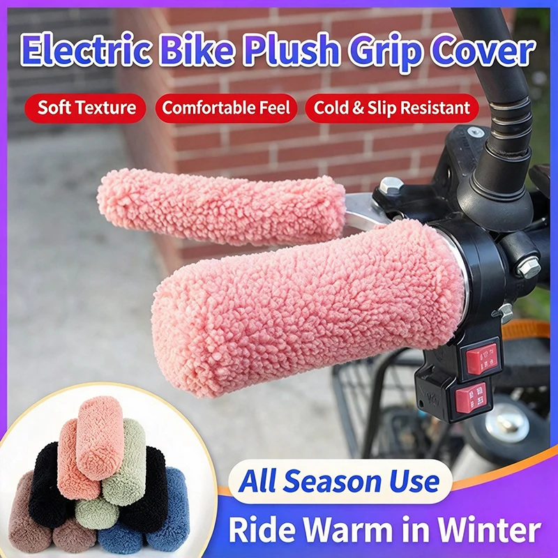 Motorcycle Hand Grips Covers 2Pcs Universal Motorcycle Electric Vehicle Handle Cover Handlebar Cover Coldproof Warm Padded