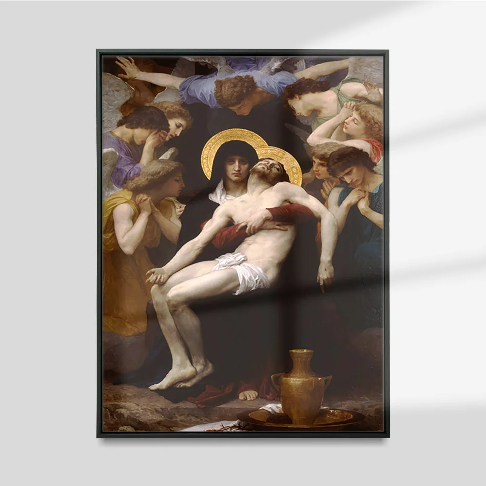 Pôster vintage pieta william adolphe bouguereau jesus virgem maria pintura arte religiosa impressão em tela decoração de arte de parede decoração de casa