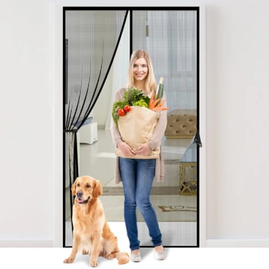 

Fiberglass Magnetic Screen Door Fit Door Size 36 x 82 in, Screen Itself Size:38"x83"- Heavy Duty Fiberglass Screen Door Mesh fo