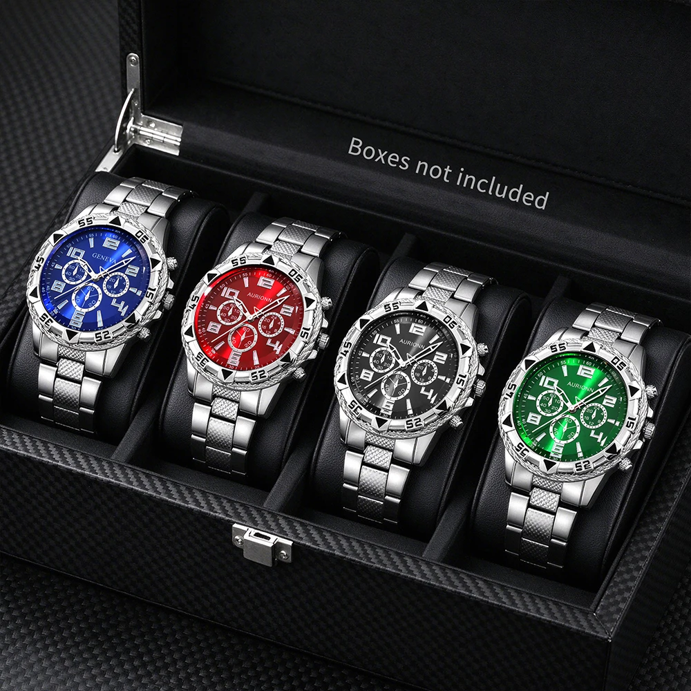 4 relojes de cuarzo para hombre, de diseño clásico y elegante, ideales para el ámbito empresarial, se adaptan a diversas ocasiones y no incluyen una caja de regalo.