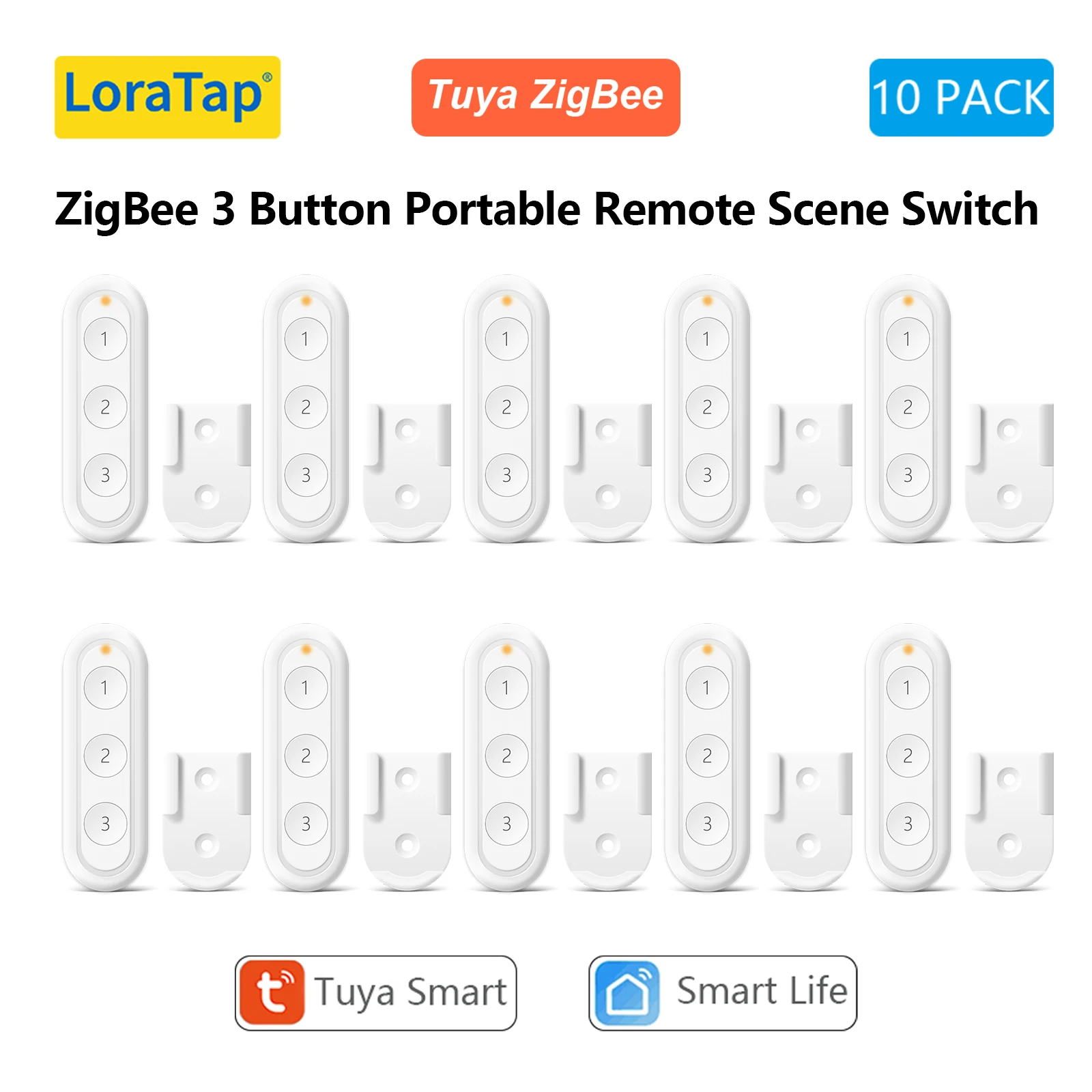 LoraTap-interruptor de escena inalámbrico Tuya Smart Life, dispositivo inteligente remoto de 3 entradas, Control de enlace, soporte para asistente de hogar