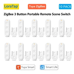 LoraTap Tuya Smart Life Wireless Scene Switch 3 Gang Remote Intelligent Device Linkage Control Home Assistant Support