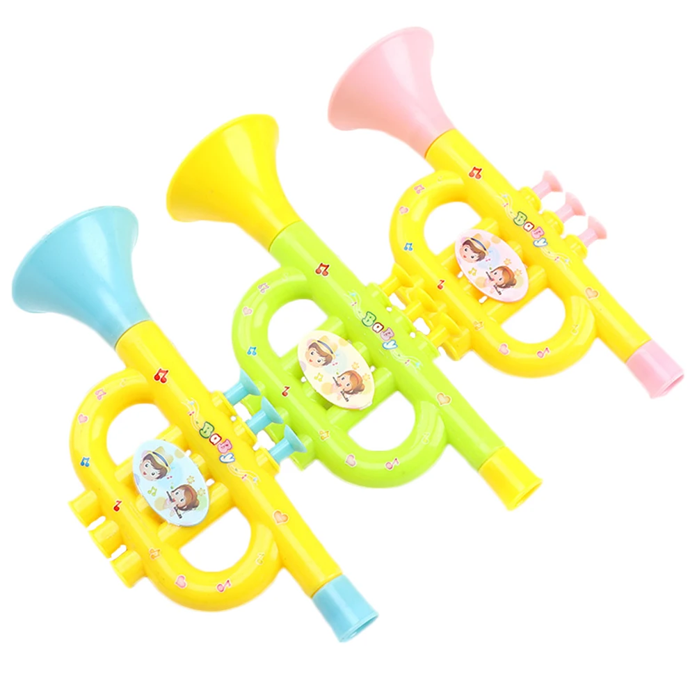 

3Pcs Small Horn Trumpet for Kids Simulated Musical Instrument Child Educational Music Activity Lung Exercise Bright Colorful