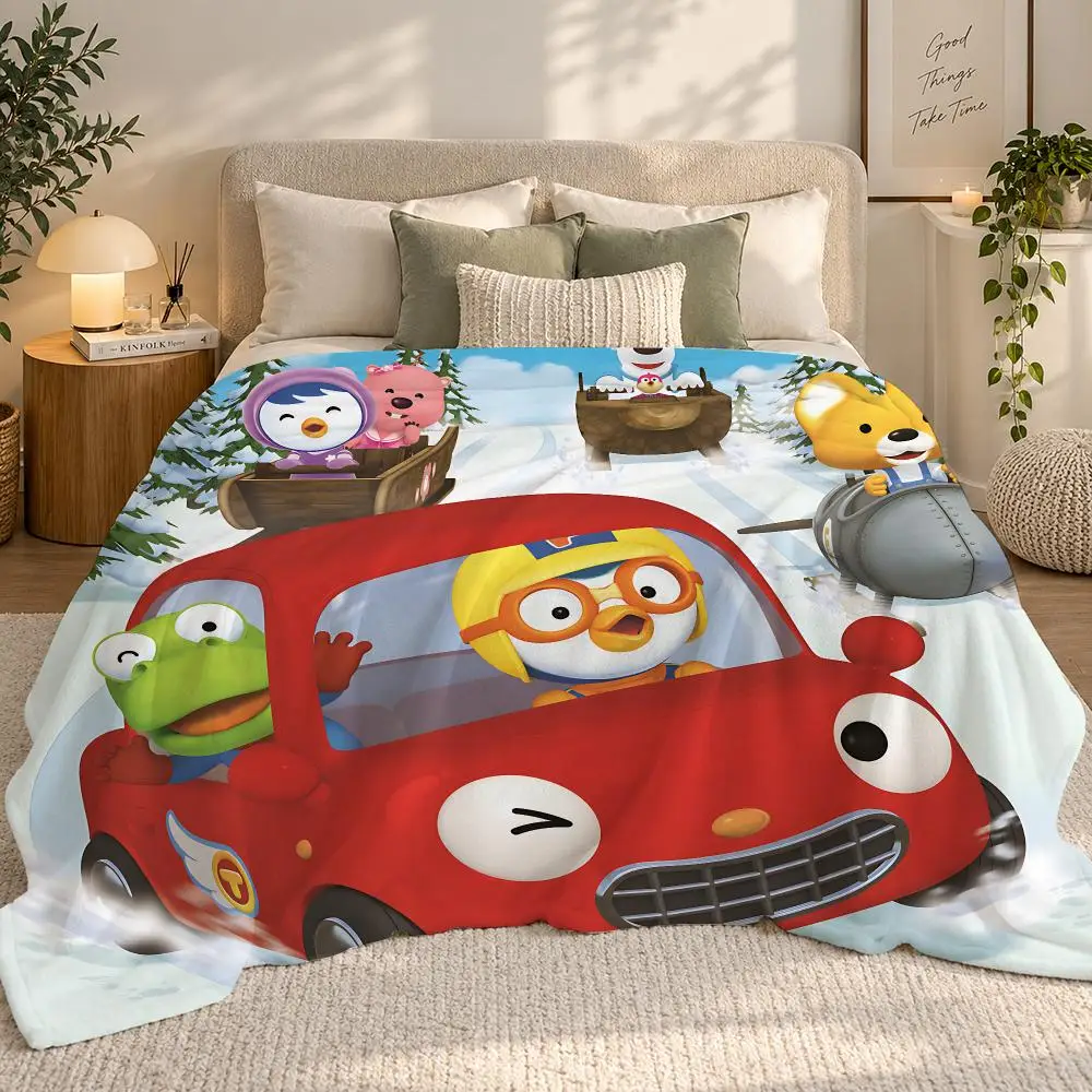 Pororo the Little Penguin Throw 240g flannel blanket, suitable for sofas, beds, offices, exquisite gift blankets