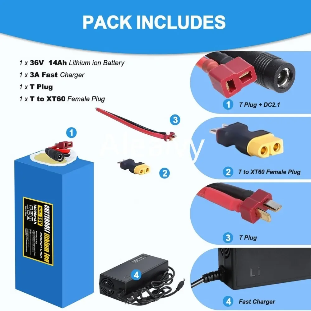 Ebike Battery 36V 48V 14AH 16AH Lithium Battery Pack with 30A BMS for Electric,Scooter,Bicycles,Motorcycle 1200W Motor Battery