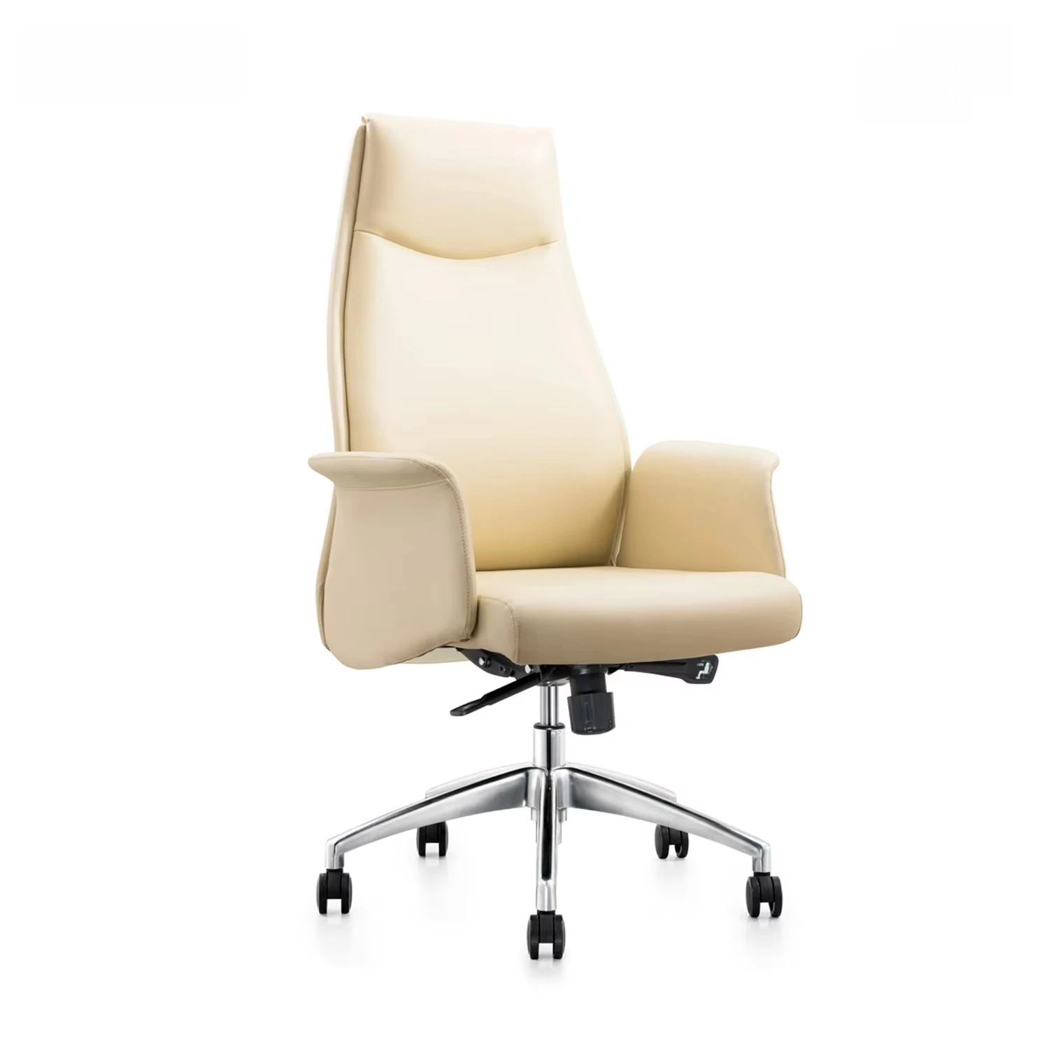 

Удобное эргономичное офисное кресло руководителя с высокой спинкой из натуральной кожи