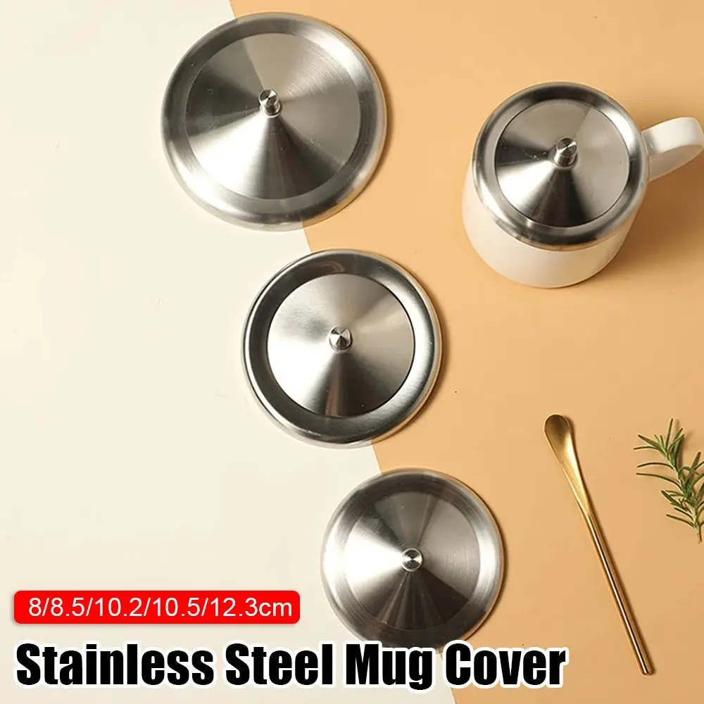 1Pcs with Convex Handle Mug Cover Heat Temperature Preserve Stainless Steel Cup Protective Cap 8/8.5/10.2/10.5/12.3cm Dust Free