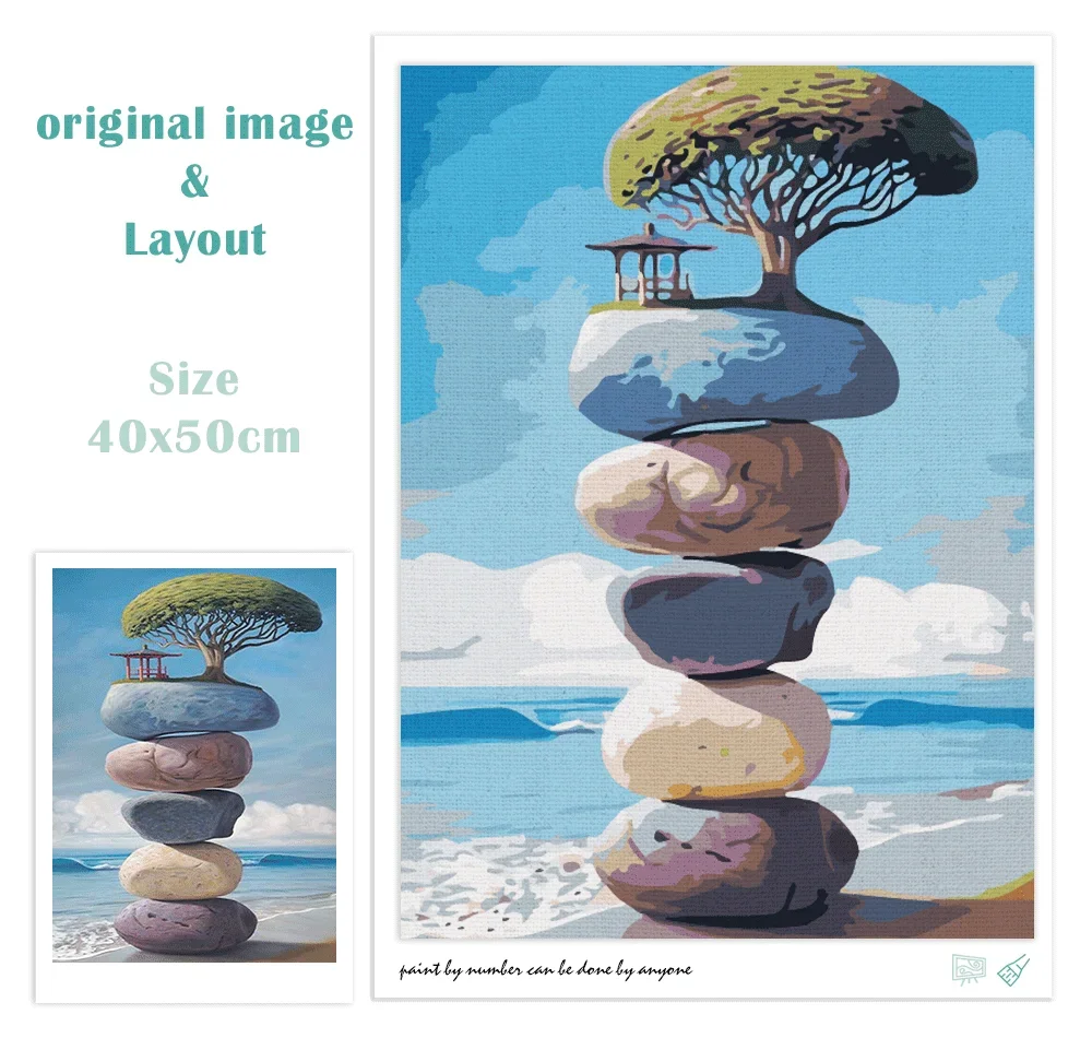 الطلاء حسب الرقم قماش مجموعات الطلاء شاطئ البحر الحرف Diy بها بنفسك الفن الاكريليك صورة بواسطة أرقام حجر الجبل الحديثة للديكور المنزل