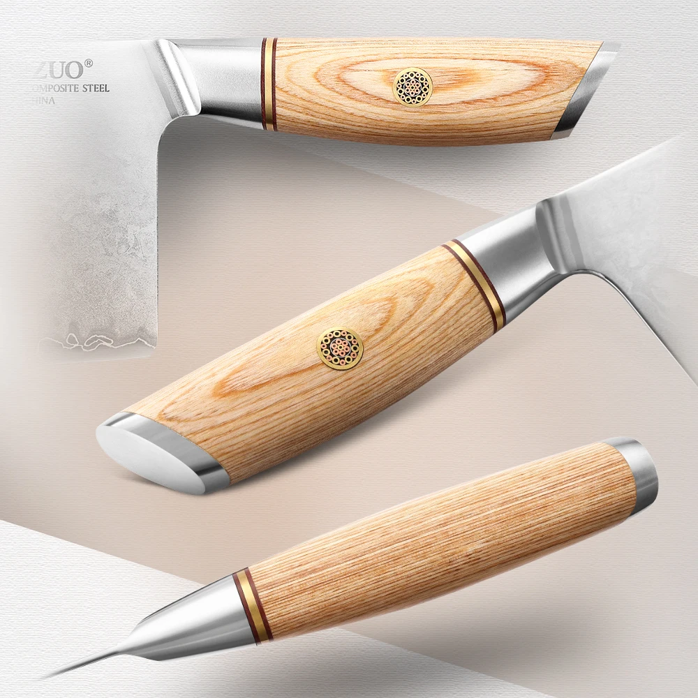 XINZUO 7 Inch Bone Chopper with Pakkawood Handle Customized 9Cr18CoMoV Steel Core Composite Steel Kitchen Knives