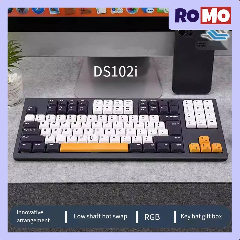 

Double Shell Ds102i Three Mode Bluetooth Mechanical Keyboard 81key Gasket Hot Swap Keyboard RGB PBT N-key Rollover Game Keyboard