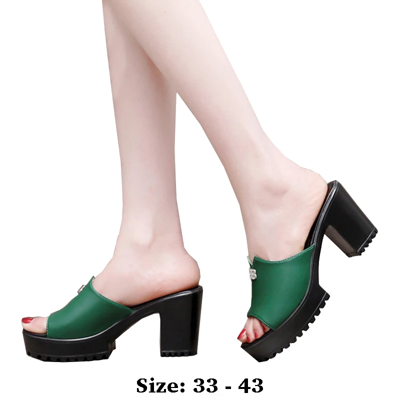 

High quality leather sandals for women 6cm 8cm 10cm high heel 2025 summer size 33 34 platform open toe elegant shoe white green