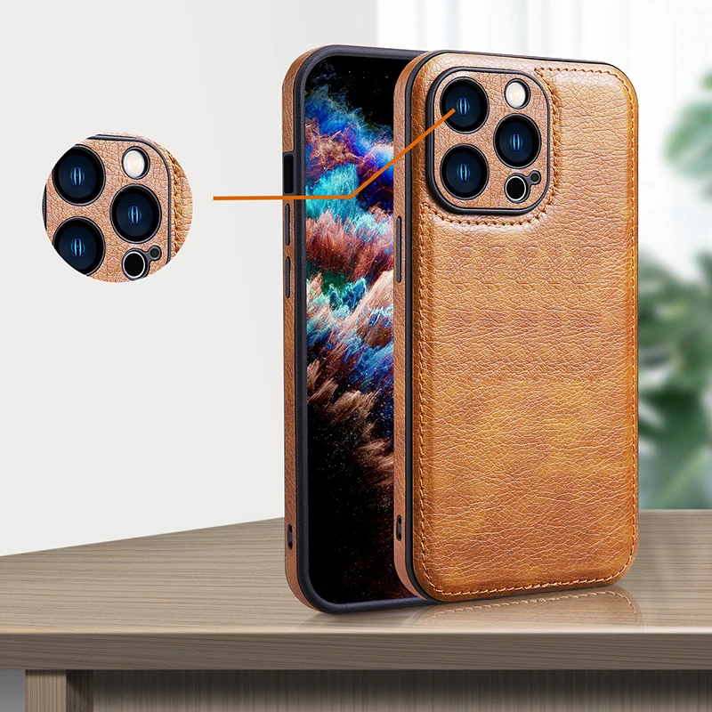 الفاخرة بلون الجلود الوفير لينة قضية الهاتف آيفون 16 برو ماكس 14 11 12 13 15 برو ماكس عدسة الكاميرا حماية الغطاء الخلفي #3