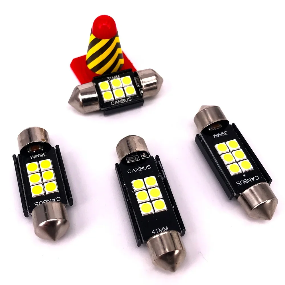 

50Pcs Led Error Free Festoon 31 36 39 41 mm 3030 6 SMD led bulb reading lamp CANBUS Car Interior Light DC 12V