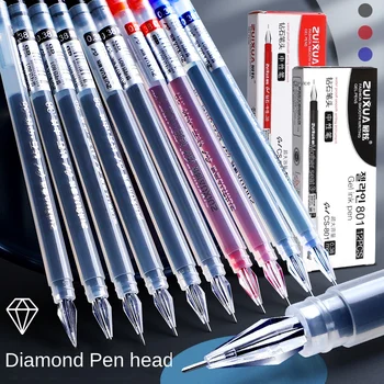 Stylo Gel à pointe de diamant d'encre de grande capacité 6 pièces/ensemble 0.38mm, recharge noir/bleu/rouge pour examen de signature, écriture, fournitures scolaires et de bureau