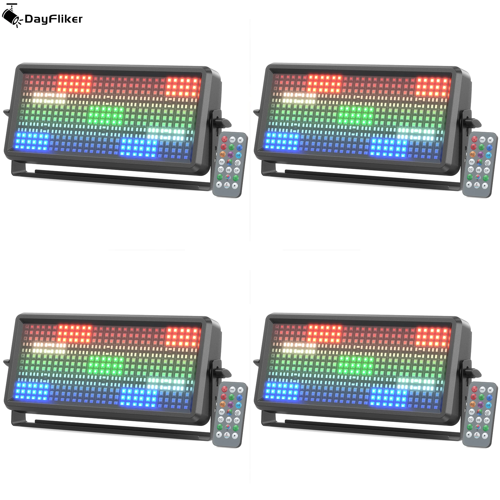 

DayFlicker 4Pcs 120W Strobe RGBW LED 4in1 Wall washer Light DMX512 4/11/165 CH Voice Control For Wedding Xmas Birthday Club DJ