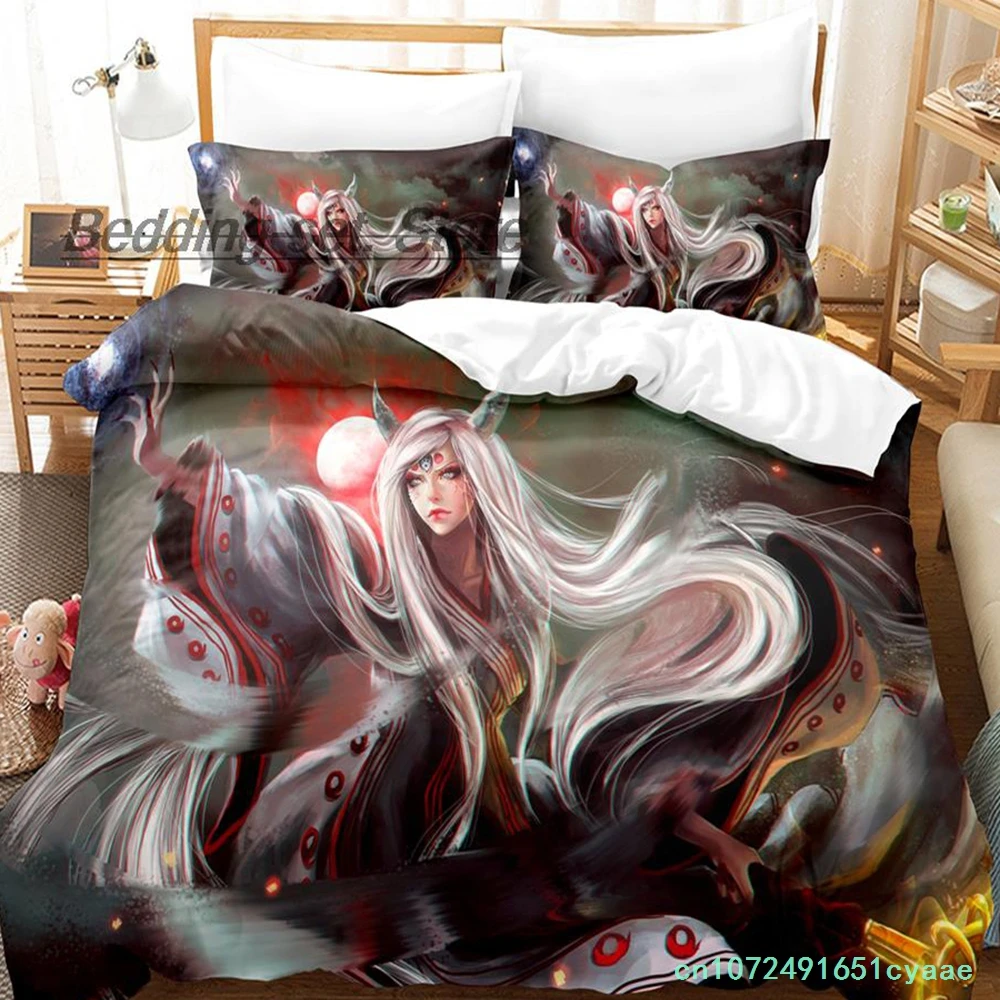 Kaguyas Otsutsuki Red Queen Bedding Set Single Twin Full Queen King Size Bed Set Aldult Kid Bedroom Duvetcover Sets Anime Bed