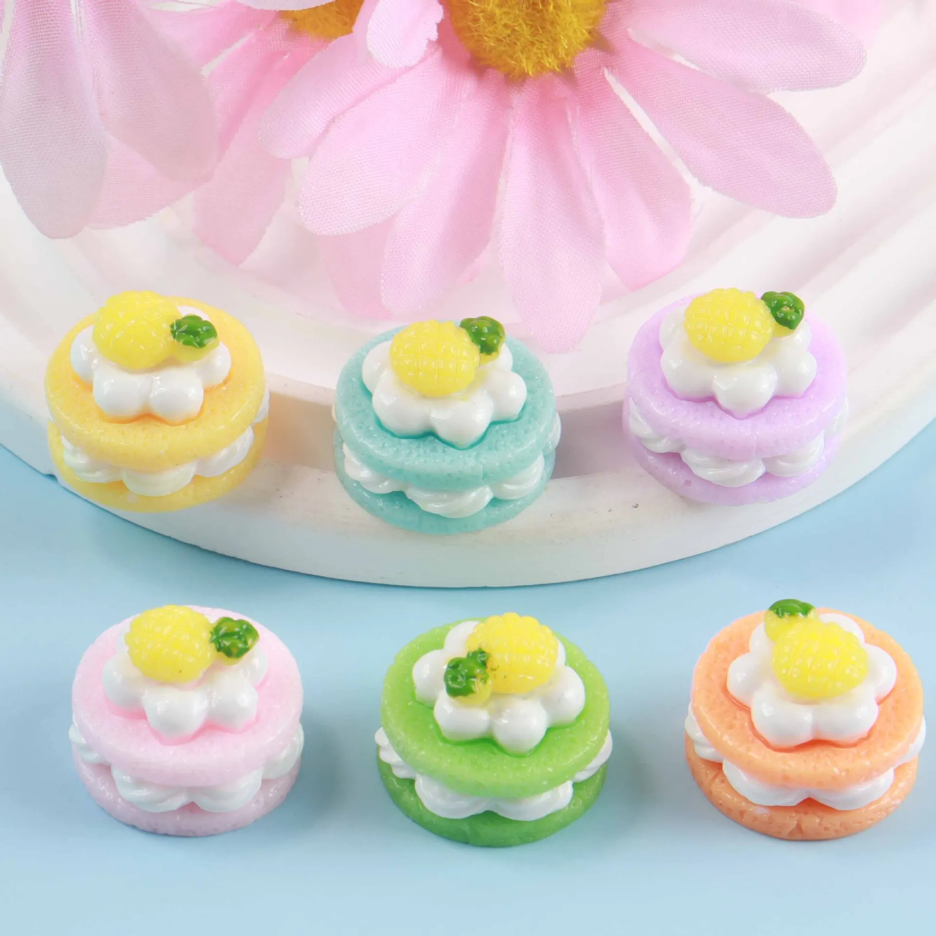 10Pcs Dollhouse Simulation Miniature Layer Cake Model Mini Dessert Food Toys Dolls House Kitchen Dinning Room Decor Accessories