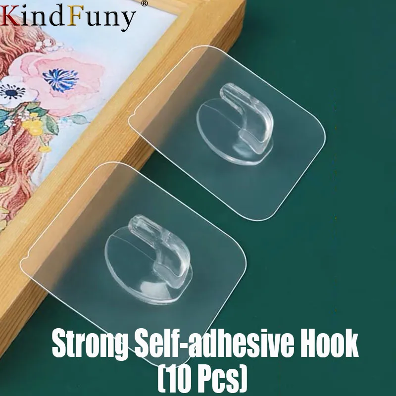 

10 Pcs Transparent Self-Adhesive Hooks Wall Suction Storage Holder Door Wall Mounted Hanger for Keys Bathroom Accessories Hooks