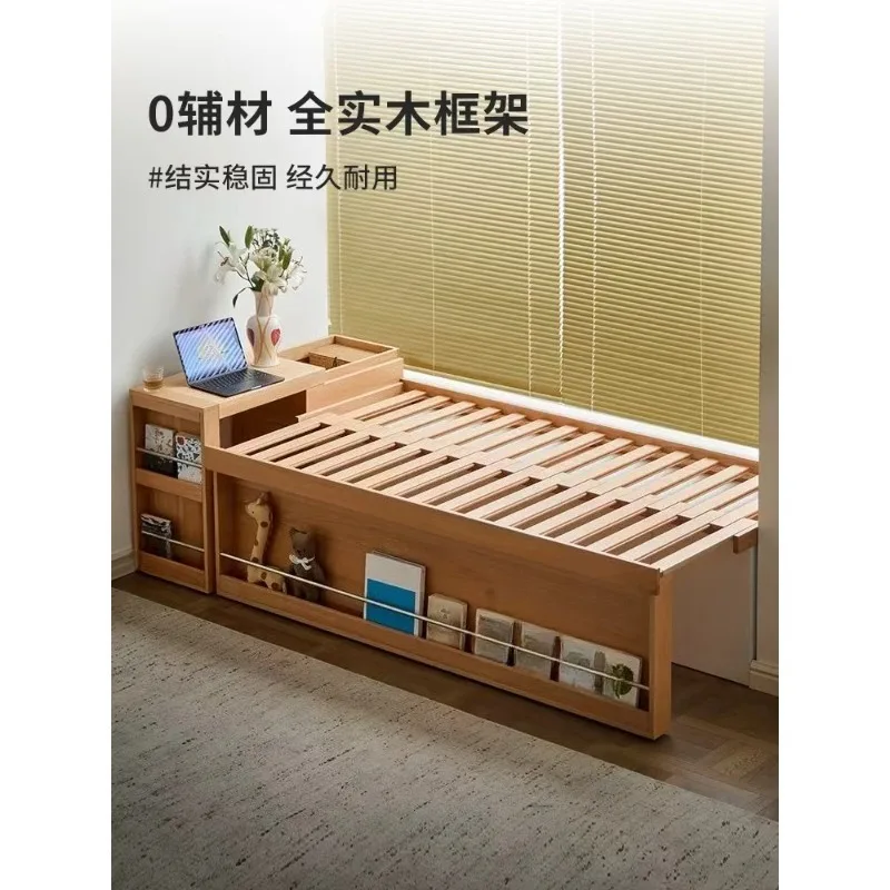

Window sill transformation bed Solid wood multi-functional storage small apartment telescopic bay window pull-out bed