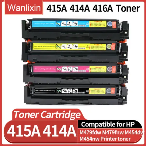 415a 414A 416A avec cartouche de toner à puce Compatible pour cartouche d'imprimante HP m479dw m479fdw M454dn M480f W2030A W2020A