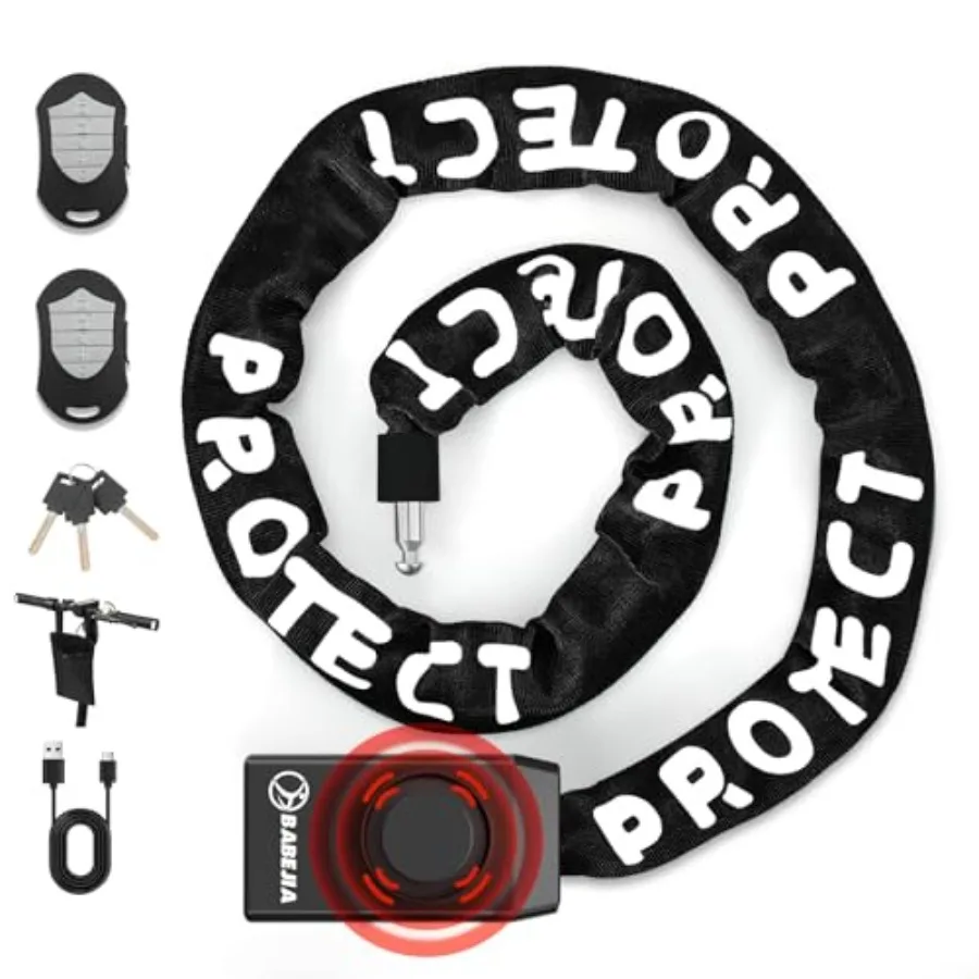 

110db Bike Chain Lock with Alarm 4Feet Biycle Lock with Anti-Theft Alarm Heavy Duty Anti Theft Security Cycling Chain Locks Sui