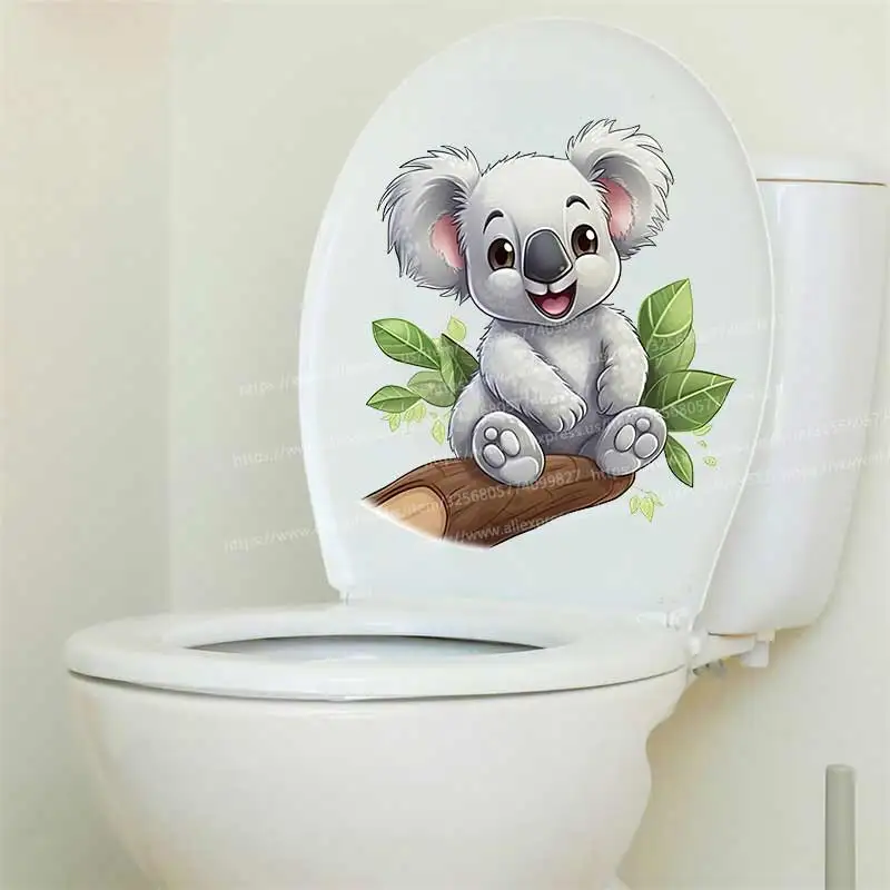 Cute Baby Koala Toilet Sticker Bathroom Toilet Cover Sticker Wall Stickers Animal Accessories For Home BathRoom Decoration S18