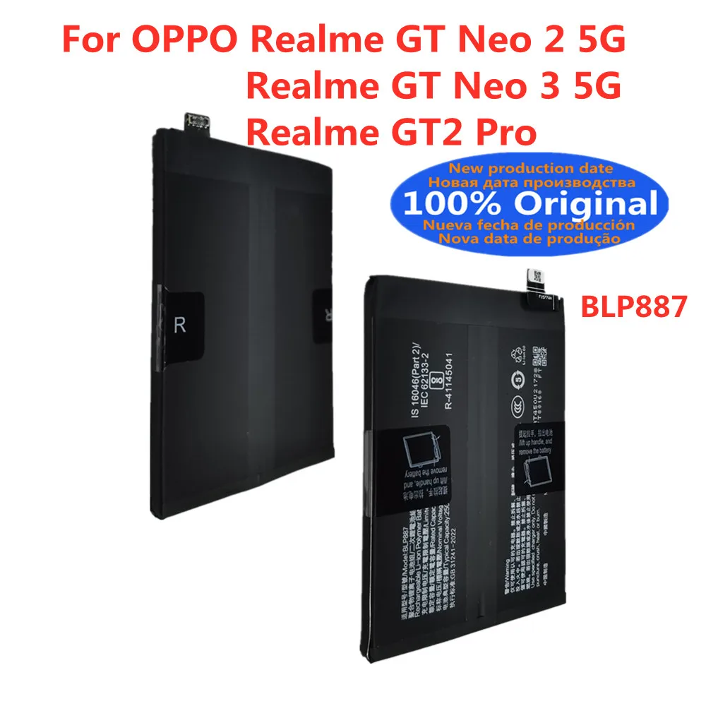 

100% New Original 5000mAh BLP887 Battery For OPPO Realme GT Neo 2 / GT2 Pro /Realme GT Neo 3 5G Replacement Batteria