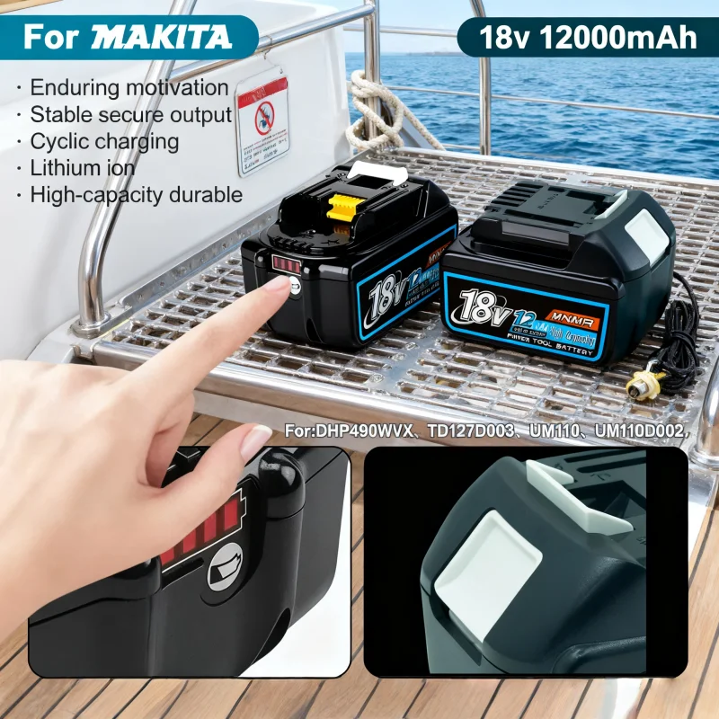 

Genuin 12.0Ah 18V Cycling charging Lithium-Ion for MAKITA Electric tool for DGA404 DDF487 DTW700C BL1860B BL1850B & More