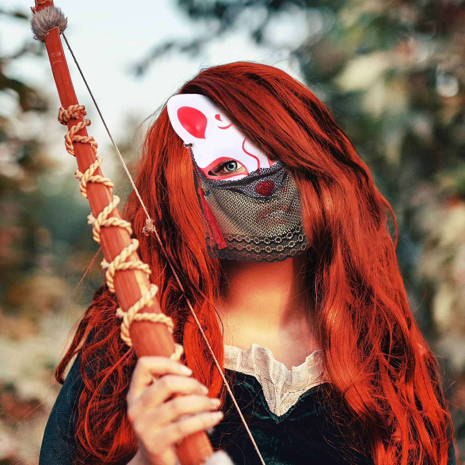 

Lace Cat Face Mask Decorative Carnival Fox Faux Cosplay Prop Animal for Masquerade Masks