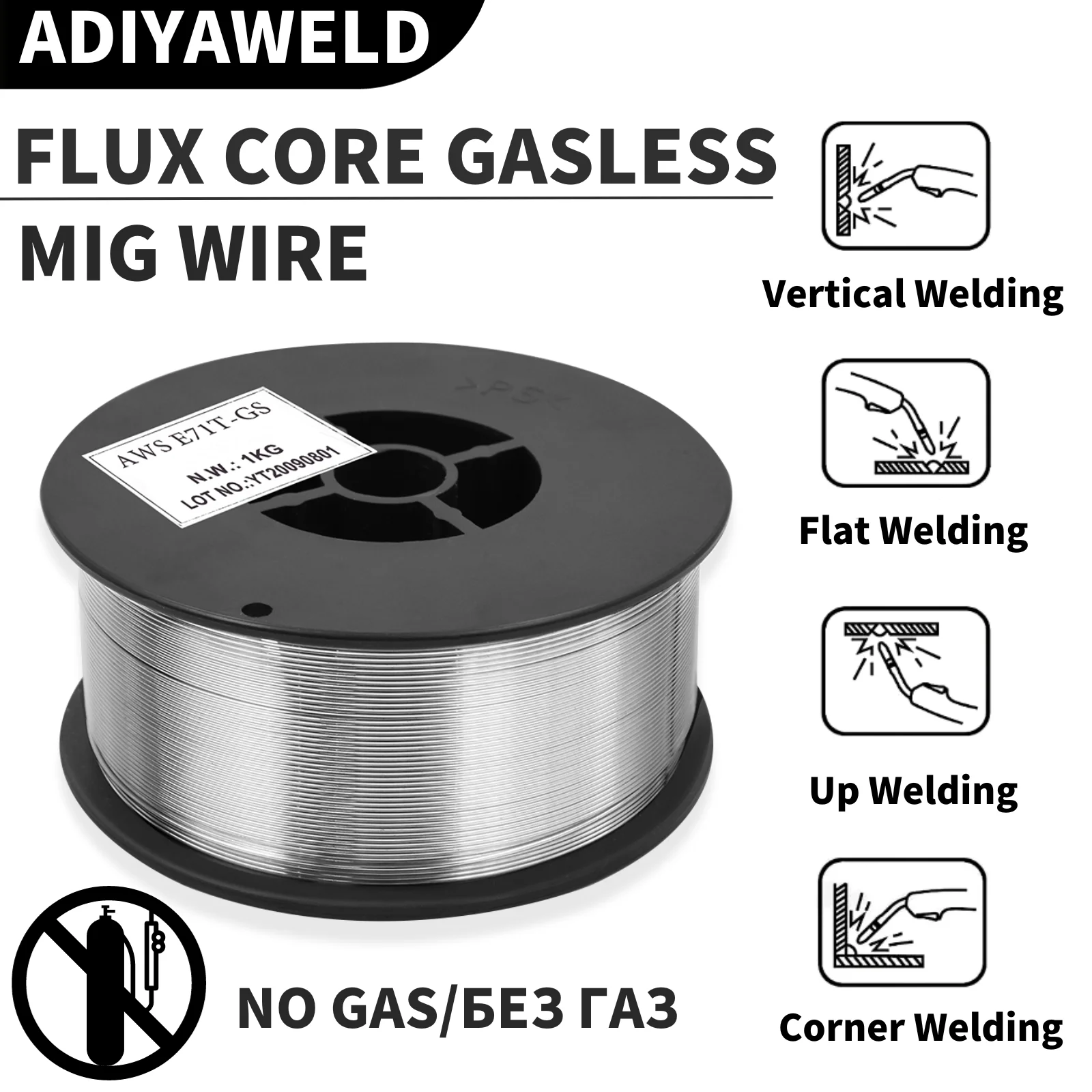 ADIYAWELD 0.8/1.0mm MIG Welding Wire Flux Cored Gasless Welding Wire 1kg MIG Welding NO Gas Wire