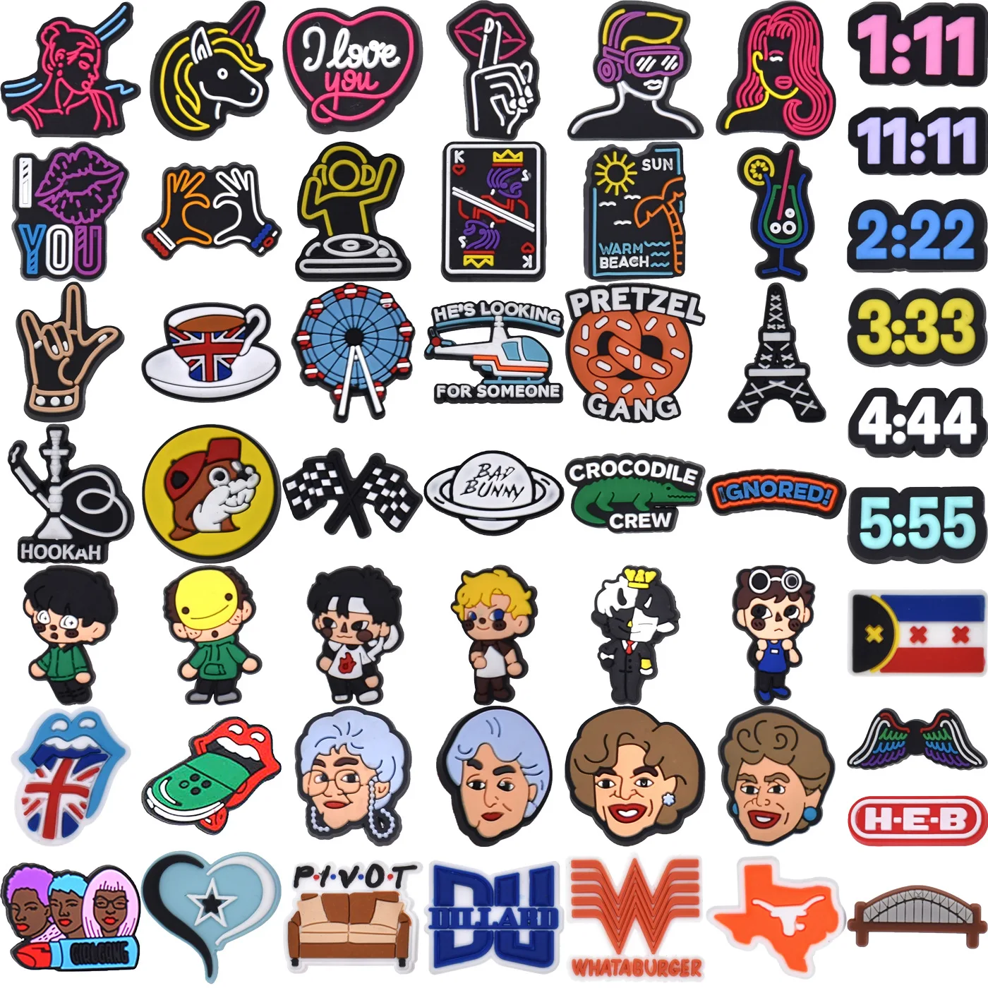Divertenti Charm per Scarpe a Tema Meme Cartoon, Accessori per Scarpe a Tema Pop Culture, Decorazioni Impermeabili in PVC per Zoccoli, Regali di Compl