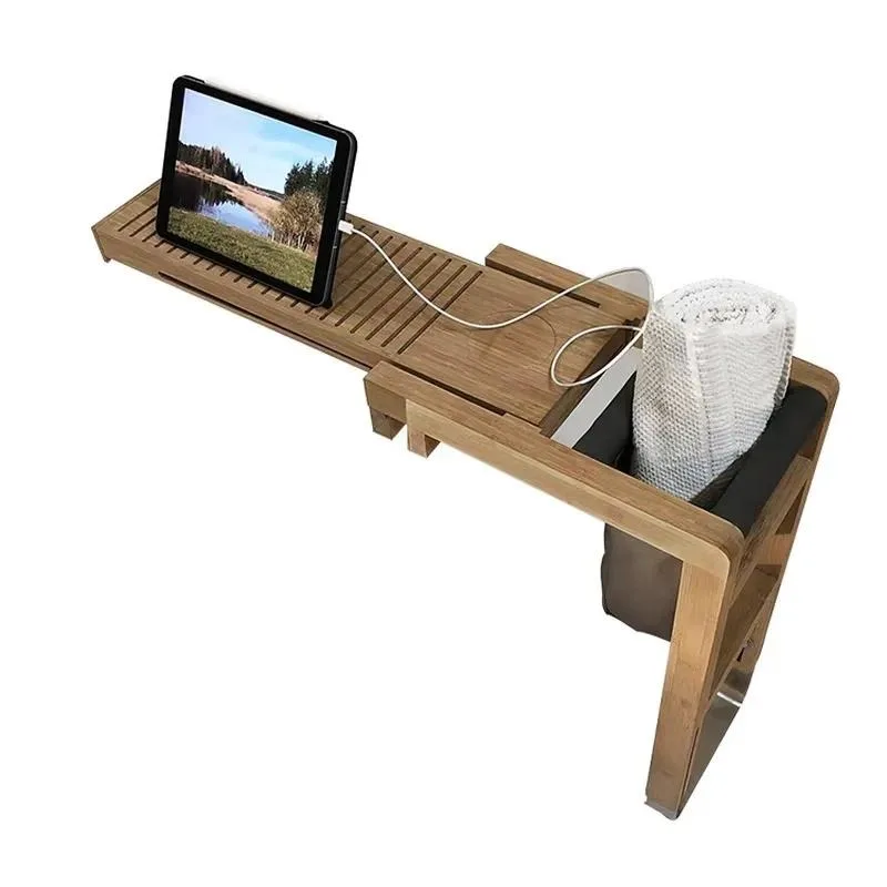 for Luxury Bathroom Accessories Bamboo Wood Luxury Bathtub Bath Tray with Extended Edge