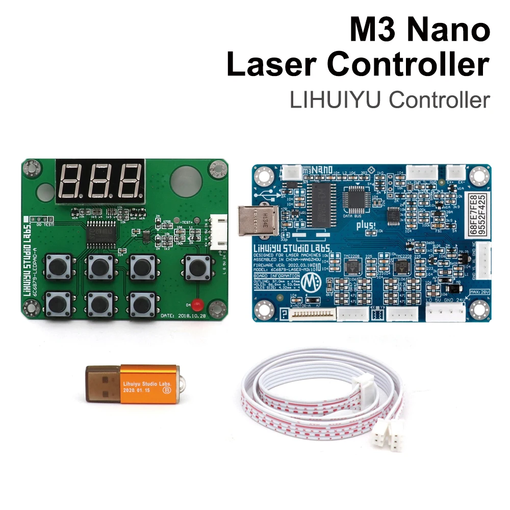 QDHWOEL LIHUIYU M3 Nano Laser Controller Mother Main Board + Control Panel + Dongle B System Engraver Cutter DIY 3020 3040 K40