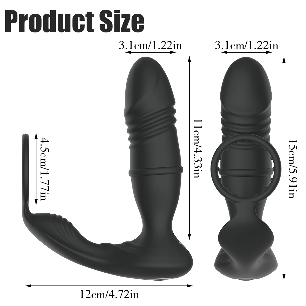 2 in 1 Bluetooth APP Vibrator Male Anal Plug Thrusting Sex Toy Prostate Massager Wireless Remote Silicone Butt Plug for Men Gay