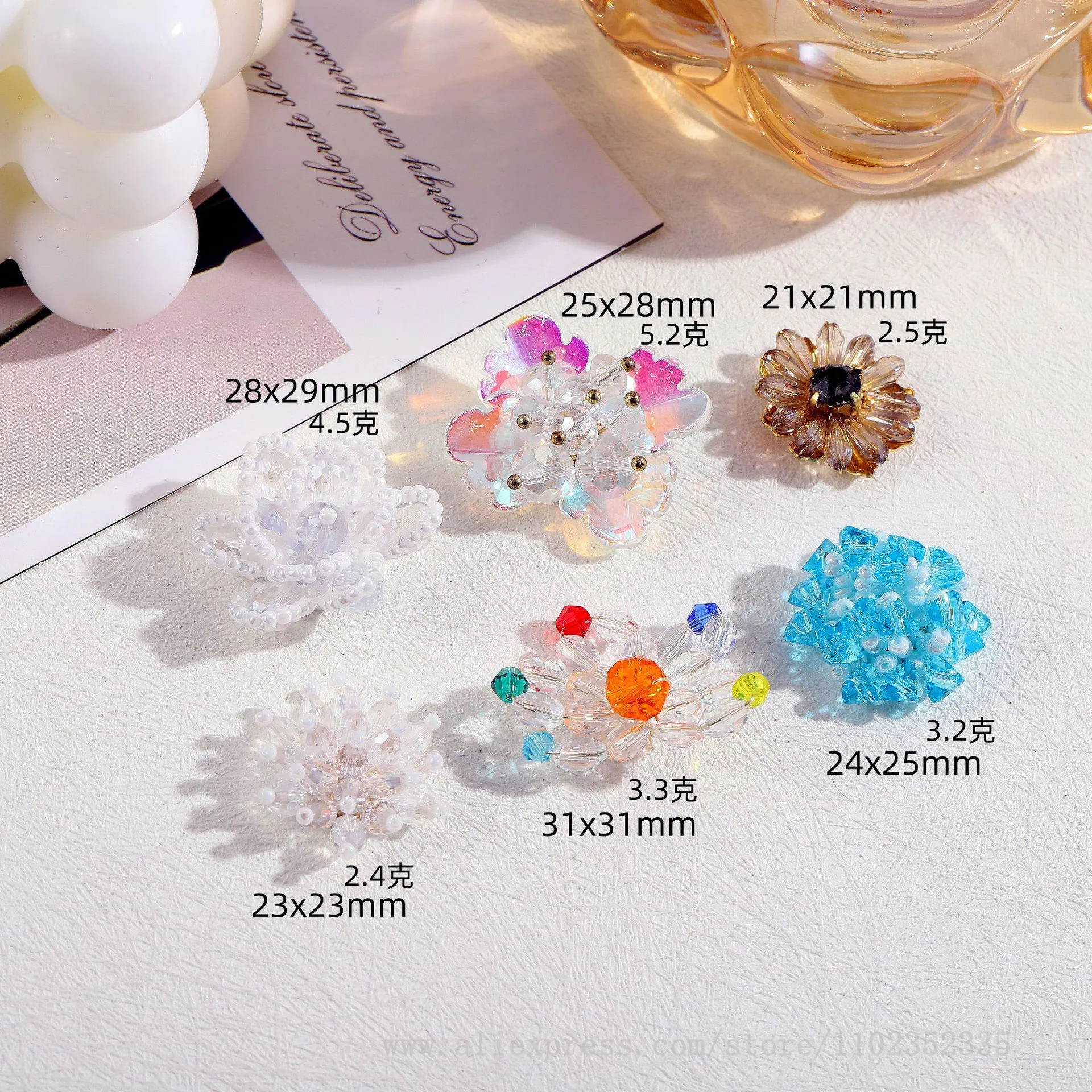 مشبك شعر بطبقة مزدوجة من اللؤلؤ والزهور الكريستالية ، حبة منسوجة يدويًا ، إكسسوار سهل الاستخدام ، 10 من اللؤلؤ والزهور الكريستالية