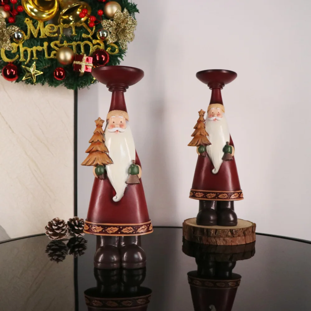 

Christmas Decoration Ornament Creative Santa Claus Candle Holder Resin Crafts Holiday Party Decorations